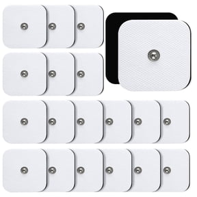 20PCS TENS Unit Electrode Pads, 2"*2" Self-Adhesive Electrode Pads, TENS Unit Replacement Pads, Snap Electrode Pads, Skin-Friendly Electrode Patches for Back Shoulder Muscle Massage, White