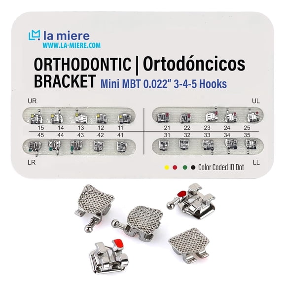 20PCS Teeth Model Braces, Typodont Brackets, 0.022 Slots 3-4-5 with Hooks 20pcs/Pack, (MBT, Mini) 1PK