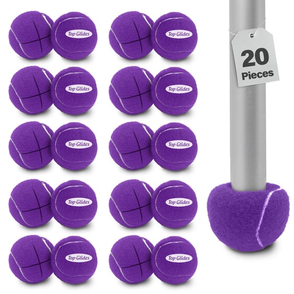 20PCS Top Glides Pre-cut Walker Tennis Ball Glides - 10 Pairs (Purple)