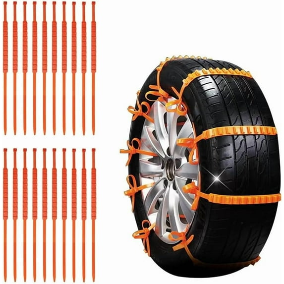 20PCS Universal Reusable Anti-skid Nylon Tire Chains, 36In Snow Chains for Car Tires, Reusable Winter Safety Chains for Snow Ice and Mud