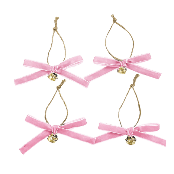 20PCS Velvet Bows with Bell Ornaments, Christmas Tree Bow Bell Ornament with Hemp Rope Hangers Holiday Decorations Party Supplies Home for Wreath Mantle Gift-Wrap Holiday Decor