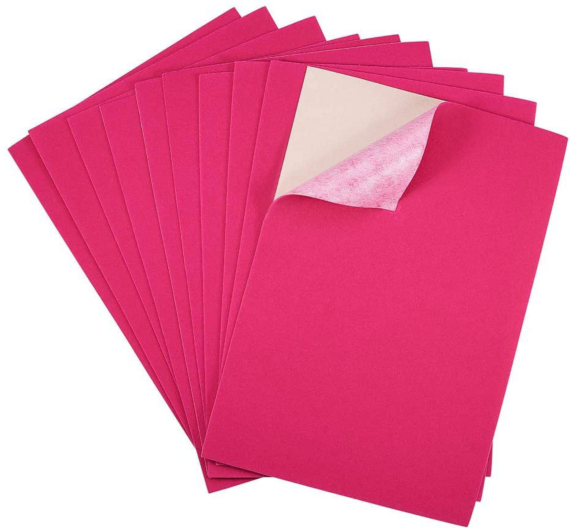 20PCS Velvet (DeepPink) Fabric Sticky Back Adhesive Back Sheets A4 Sheet (8.3" x 11.8") Self-Adhesive Durable and Water Resistant Multi-Purpose Ideal for Art and Craft Making Pink