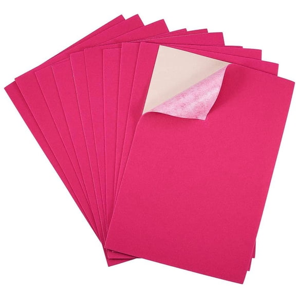 20PCS Velvet (DeepPink) Fabric Sticky Back Adhesive Back Sheets A4 Sheet (8.3" x 11.8") Self-Adhesive Durable and Water Resistant Multi-Purpose Ideal for Art and Craft Making Pink