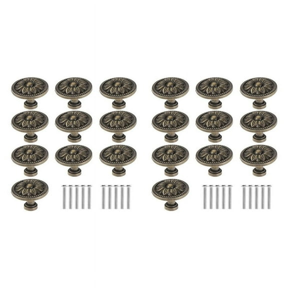 20PCS,Vintage Antique Vintage Handle with Patterned Round Knobs, Used for Furniture, Kitchen Doors and Cupboards