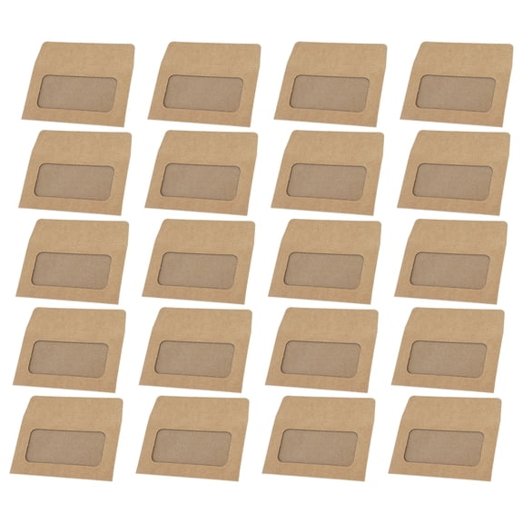 20PCS Vintage Envelopes with Clear Window, 4x2Inch Gift Card Envelopes for Wedding Invitation Christmas Gift Card