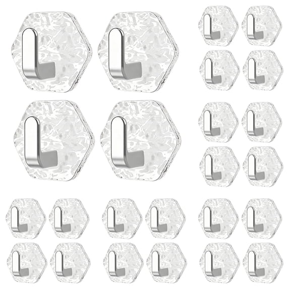 20PCS Water Ripple Self-Adhesive Wall Hooks, Drill-Free Waterproof Heavy-Duty Holders for Bathroom Kitchen Towels, Keys & Small Household Items