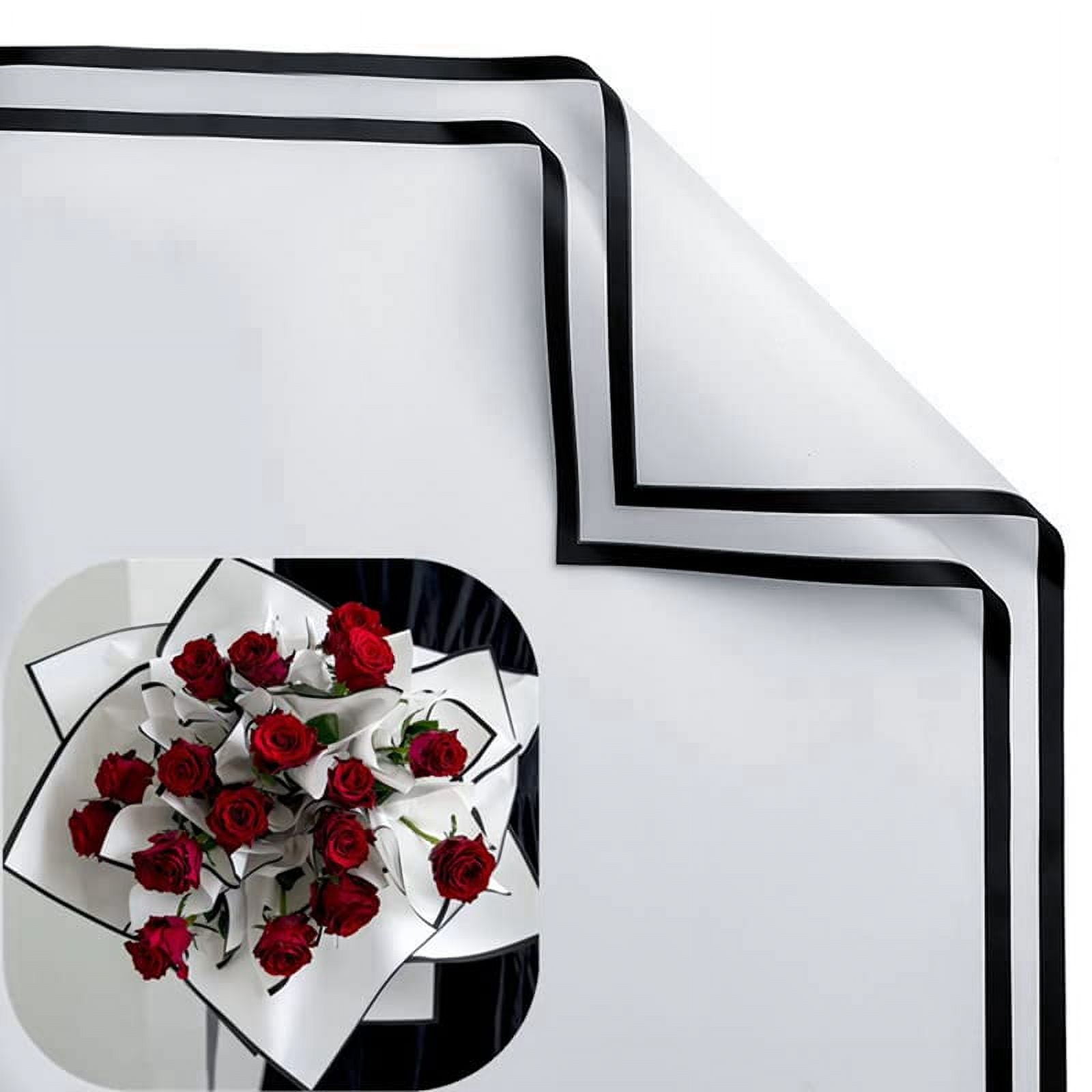 20PCS White Border Flower Wrapping Line Fog Surface Gifts Paper Florist  Bouquet Waterproof Plastic Paper 