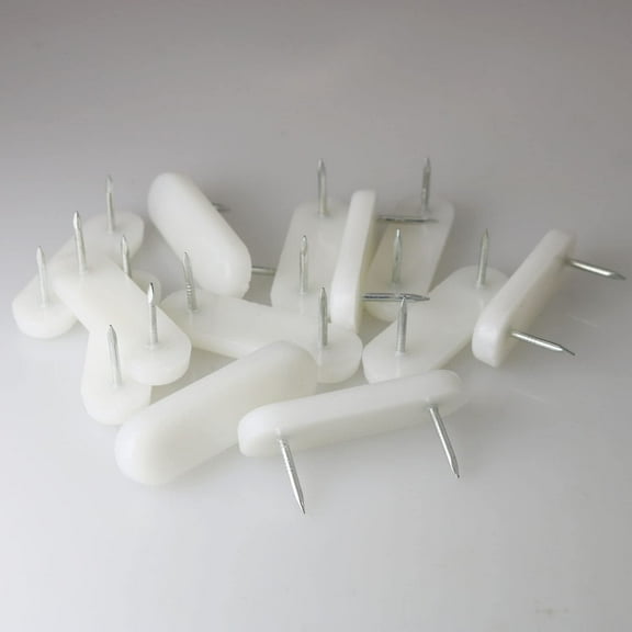 20PCS White Furniture Chair Leg Pins Glide Nails Holding Pins Plastic Head Double Pins Bed Skirt Holding Pins for Slipcovers and Bedskirts