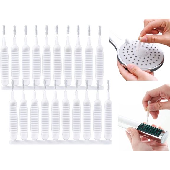 20PCS White Nylon Mini Shower Head Cleaning Brush Anti-Clogging Shower Nozzle Cleaning Brushes Multifunctional Small Hole Cleaner for Window Slot Phone Keyboard Car Vent