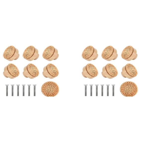 20PCS Wooden Handles Beech Rattan Drawer Knobs Furniture Handle Kitchen Cupboard Door Handle Dresser Pulls,30MM