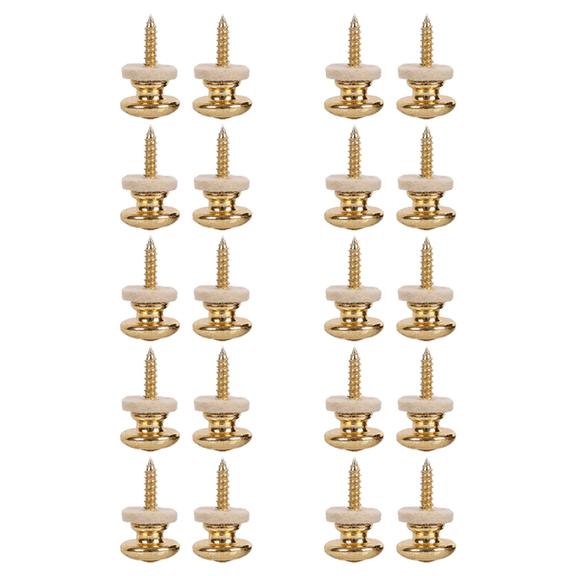 20PCS Wool Copper Guitar Strap Lock Locking Pegs Pins Mushroom Shape End Button for Acoustic Classical Electric Guitar,20 * Strap Lock,Golden