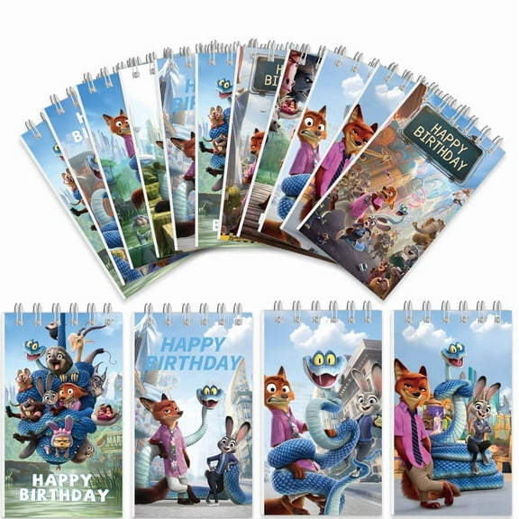 20PCS Zootopia Mini Notebooks, Pocket Notebooks, Fox and Bunny Spiral Binding, Gift Set, Anime Theme, Perfect for Birthdays and Office Party Gifts, 10 Styles