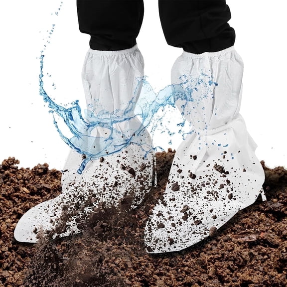 Disposable PP and PE High Knee Shoe Covers, Waterproof, 1 Pair