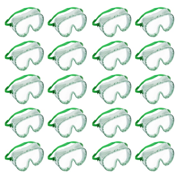 20PK Safety Goggles - Vented, Anti-Fog, UV Protection - Flexible Vinyl Frame, Pliable Nose Bridge - Adjustable Fit - Fits Over Eyeglasses - Chemical Splashes & Dust Protection - Eisco Labs