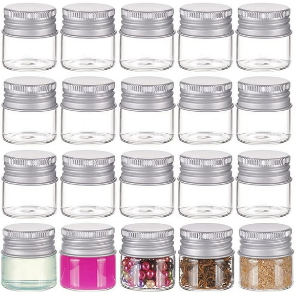 20Pack 10ml Glass Empty Cosmetic Containers Bottles with Screwed Aluminum Caps for Sample Liquid