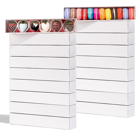 20Pack 12x2.25x2 Inches Chocolate Covered Strawberries Boxes for 6, Macaron boxes for 12, Long Box for Cocoa Bombs,Cookies,Truffle,Cake Ball