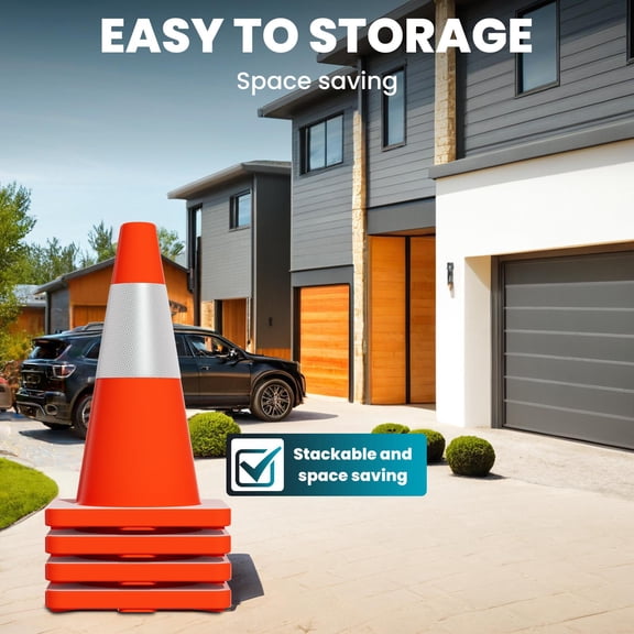 20Pack 18" Traffic Cones for Construction, Parking Lots and Sports Events, PVC Safety Cones with Reflective Collars for Hazard Marking
