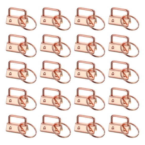 20Pack 26mm/ 1.02-inch Key Fob Hardware with Keychain Ring for Bag Webbing Wristlets, Rose Golden