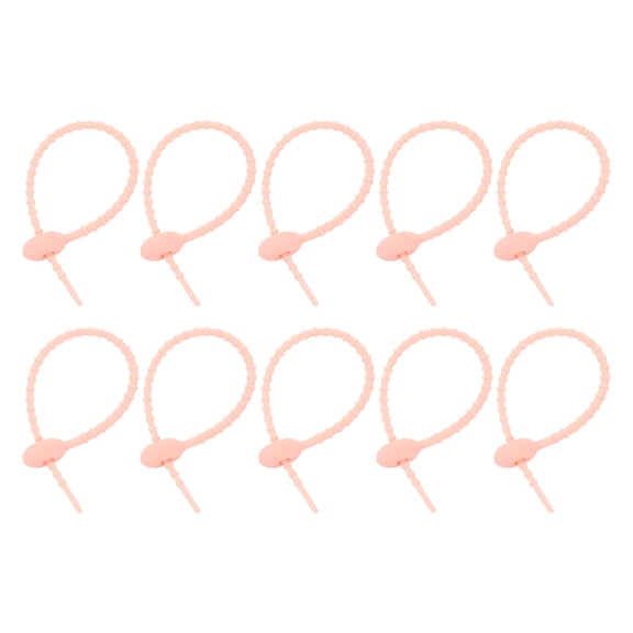 20Pack 7" Silicone Cable Ties, Reusable Zip Ties Wire Strips Organizer Light Pink