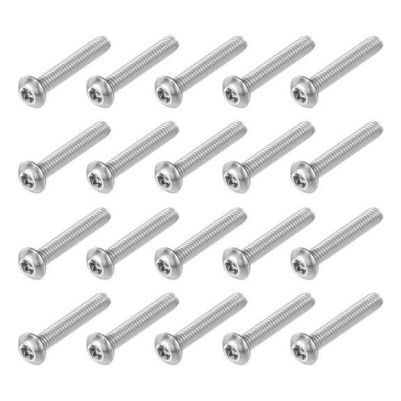 20Pack #8-32 x 1" 304 Stainless Steel Torx Security Machine Screws, Silver