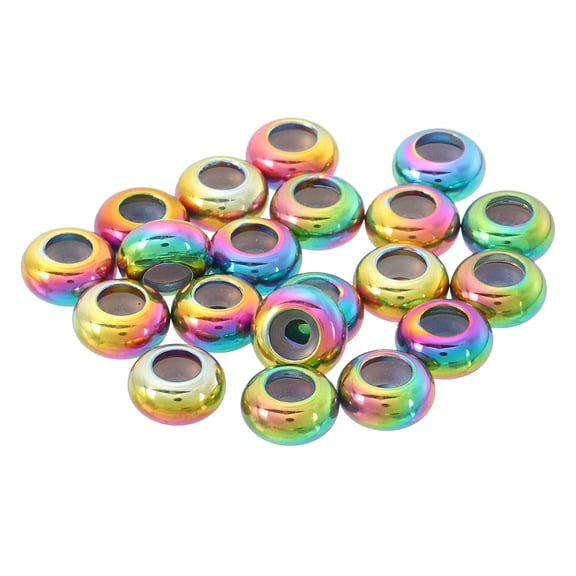 20Pack 8mm Insert Rubber Stopper Position Spacer Beads, Stainless Steel Adjustable Slider Beads Rainbow