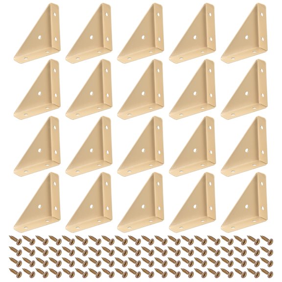 20Pack Angle Corner Brackets 66x66mm Braces Joining Support with Screws Khaki