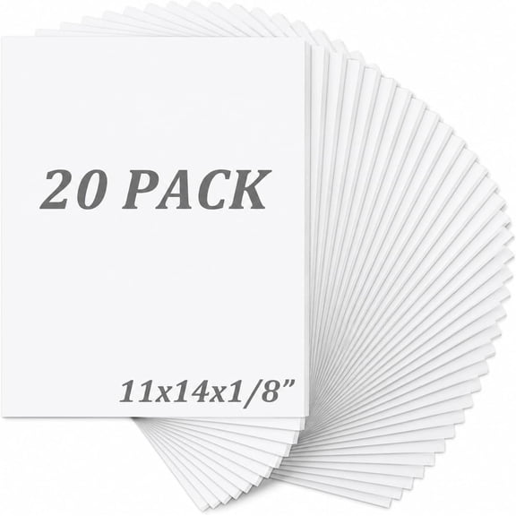 20Pack Boards, 11"x14" Core Backing Board White, 1/8" Thickness Mat Boards Poster Boards Polystyrene Poster Board Signboard for Presentations, School, Office & Art Projects