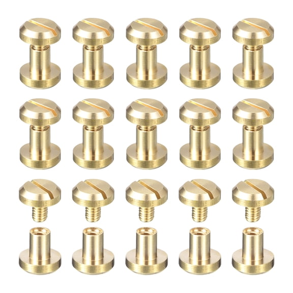 20Pack Brass Chicago Screws, 8x10mm Concave Post Nail Stud Rivets, Gold Tone