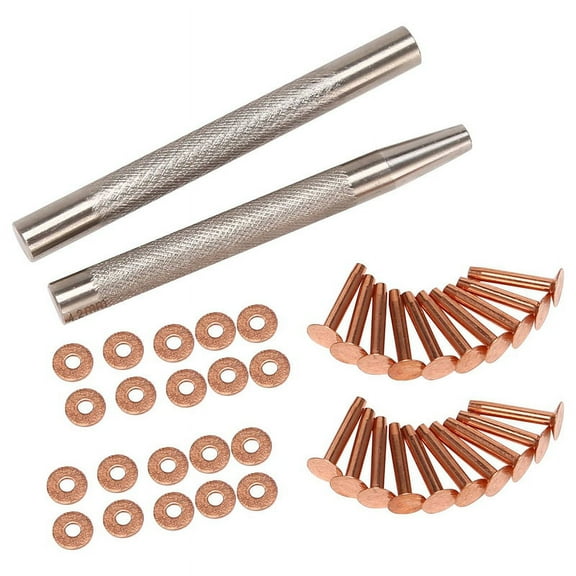 20Pack Copper Rivets and Burrs (14mm 19mm) with 2Pcs Punch Rivet Tool for Belts, Bags, Collars, Leather-Crafting
