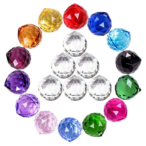 20Pack Crystal Ball 0.8"/20mm Prism Sun Shine Catcher Rainbow Pendants Maker, Hanging Crystals Prisms for Windows, for Feng Shui, for Gift (Multicolor)