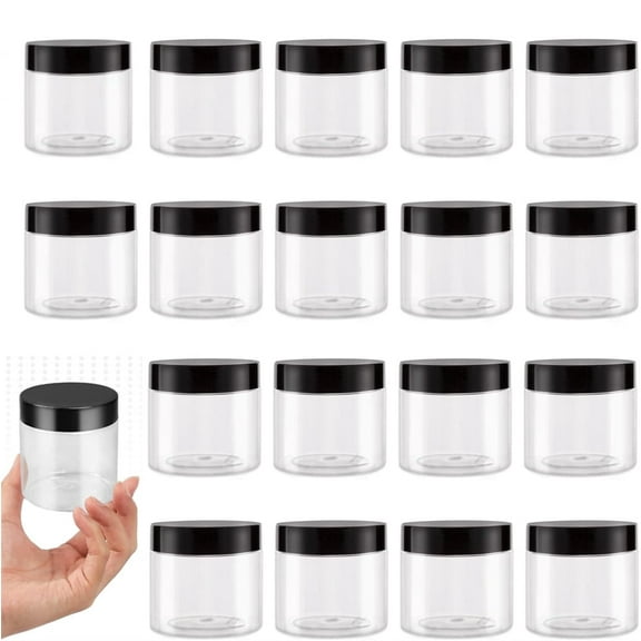 20Pack Empty Plastic Storage Jars,Refillable Storage Container,2 oz Small Cosmetic Containers with Lids,Leak-Proof Storage Containers,Wide-Mouth Jars for Slime,Cream,Paint,Jewelry