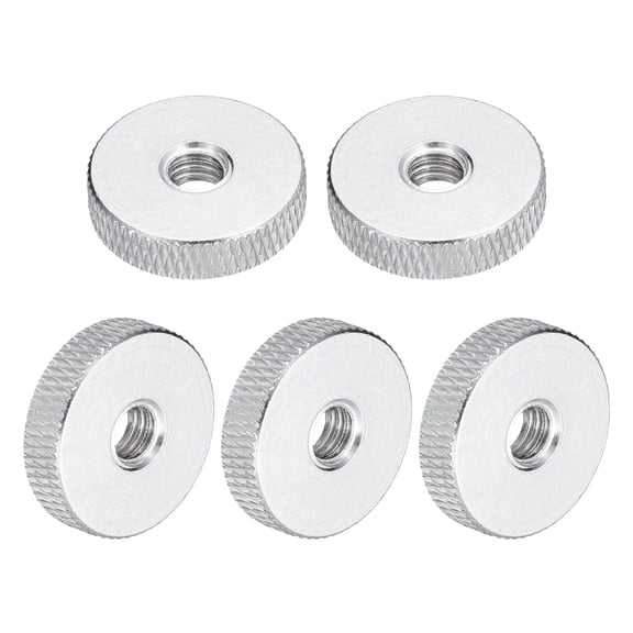 20Pack Flat Knurled Thumb Nuts, M6x20x5xmm Pass Hole Nut, Aluminum Alloy, Silver