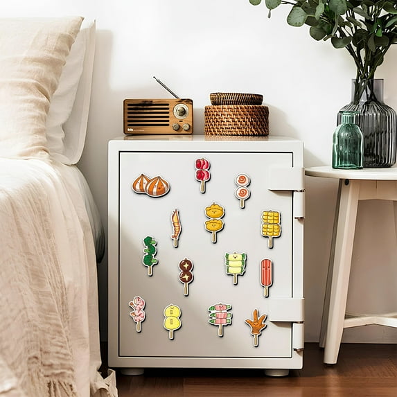 20Pack Food Skewered Fridge Magnets, Cute 3D Food Magnet for Refrigerator, Strong-adhensive Funny Kitchen Refrigerator Stickers for Kitchen Decor