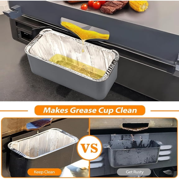 20Pack Grease Cup Liners: Grease Catcher Cup for Blackstone 17"/28"/36" Griddle, Drip Pan Liners for Blackstone 5017 - Blackstone Griddle Accessories Disposable Aluminum Foil Drip Pan Liner
