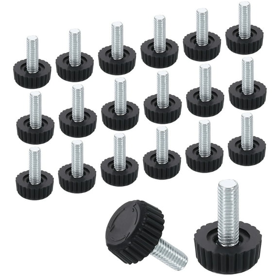 20Pack M6 Thread Furniture Feet Levelers, 17x16 Adjustable Leveling Table Feet, Screw on Furniture Glide Leveling for Chair Stool Legs, Black