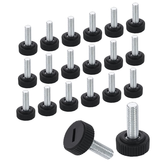 20Pack M6 Thread Furniture Feet Levelers, 17x17 Adjustable Leveling Table Feet, Screw on Furniture Glide Leveling for Chair Stool Legs, Black