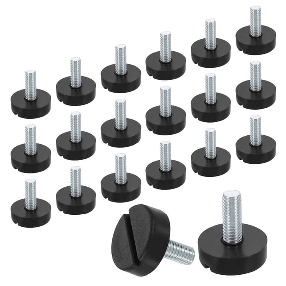 20Pack M6 Thread Furniture Feet Levelers, 19x16 Adjustable Leveling Table Feet, Screw on Furniture Glide Leveling for Chair Stool Legs, Black