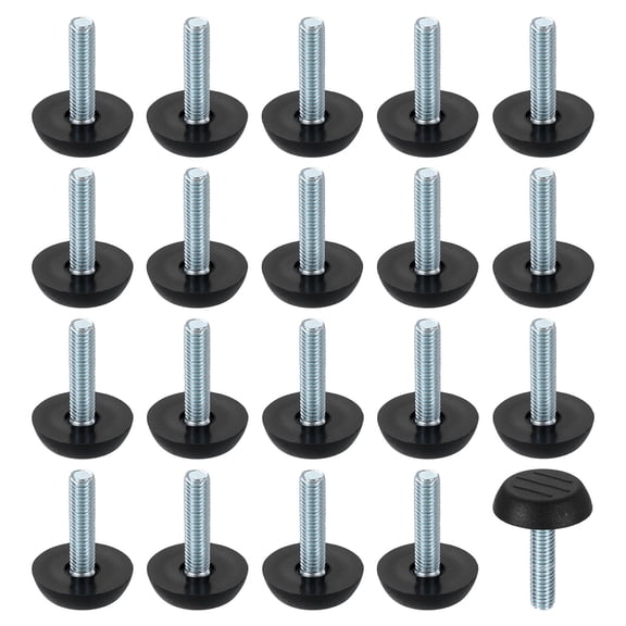 20Pack M6 Thread Furniture Feet Levelers, 23x25 Adjustable Leveling Screw, Black
