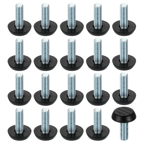 20Pack M8 Thread Furniture Feet Levelers, 23x25 Adjustable Leveling Screw, Black