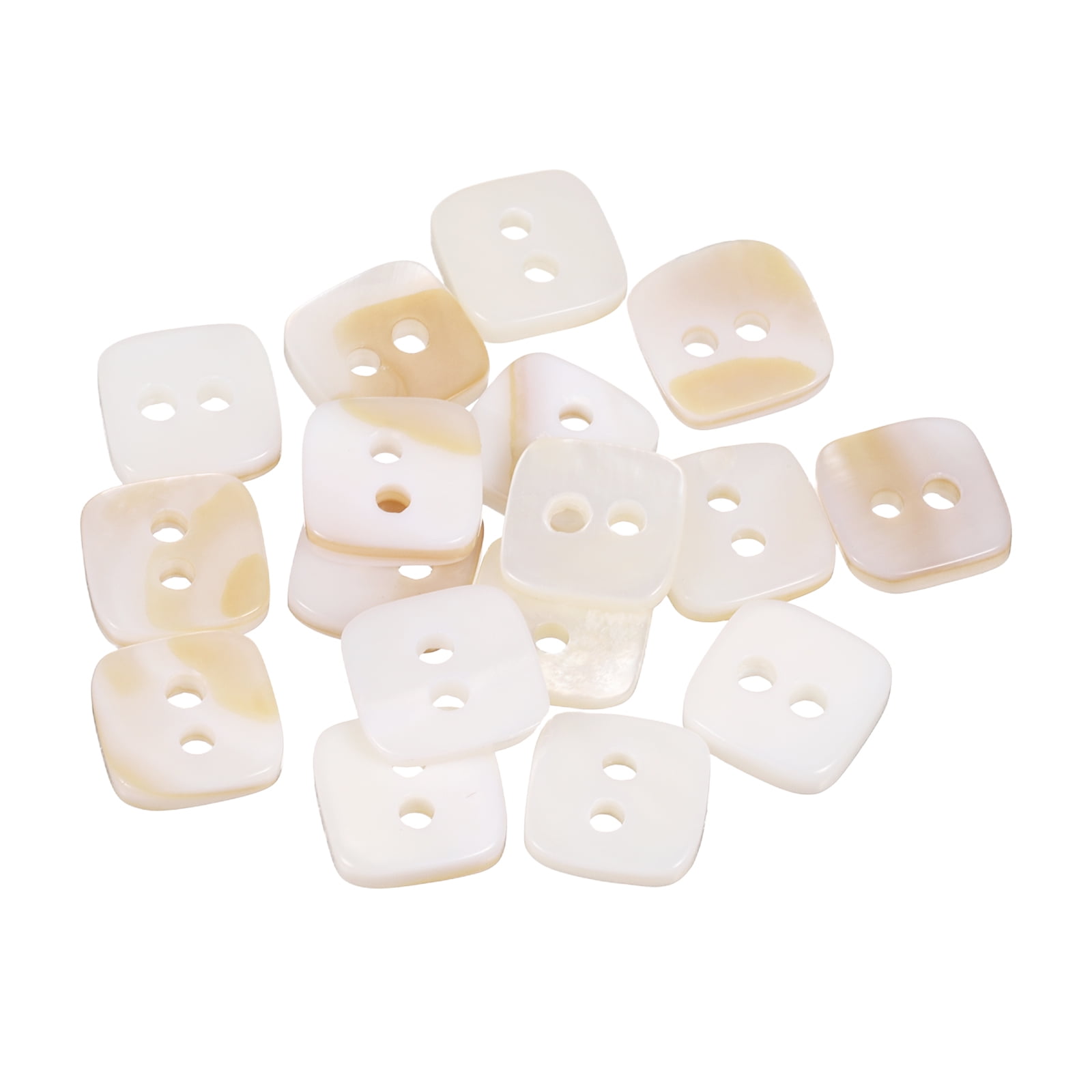 20Pack Natural Shell Button, 2 Hole 10mm Square Mother of Pearl Buttons ...
