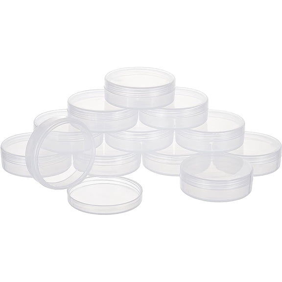 20Pack PP Round Cylinder Containers Clear Storage Organizer Box 2x0.7 inch with Screw Lids for Eye Shadow Powder Beads Jewelry and Small ItemsDIY