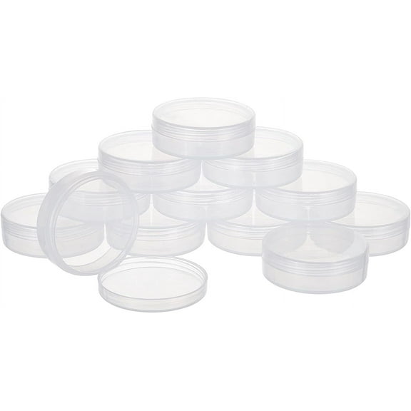20Pack PP Round Cylinder Containers Clear Storage Organizer Box 2x0.7 inch with Screw Lids for Eye Shadow Powder Beads Jewelry and Small Items