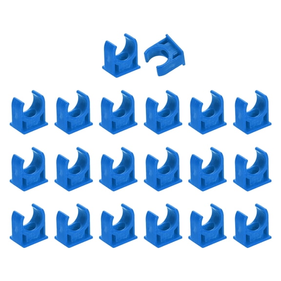 20Pack Water Pipe Clamps Clips, U-Shaped Holder Buckles for 16mm OD, Blue