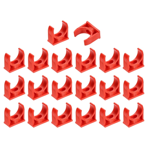 20Pack Water Pipe Clamps Clips, U-Shaped Holder Buckles for 25mm OD, Red