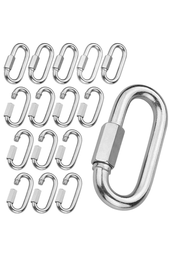 20Pack Quick Link 3/16, Stainless Steel Chain Link, 330lbs Load Oval Locking Carabiner Keychain Connector, Small Threaded Quick Chain Clip for Pet,