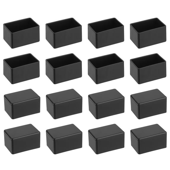 20Pack Rectangle Chair Leg Floor Protectors, 1" x 1-1/2" Table Leg Cover, Black