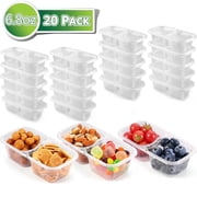 20Pack Reusable Snack Containers with Lids Upgrade 6.8oz, Capacity Increase, Double Compartment Condiment Containers for Lunch, Sauce, Mini Easy Take Out and Storage