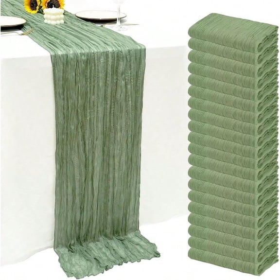 20Pack Sage Green Cheese Cloth Table Runner 10Ft Cheesecloth Table Runner Boho Gauze Table Runners Sage Green Wedding Decor for Party Bridal Shower Thanksgiving Christmas
