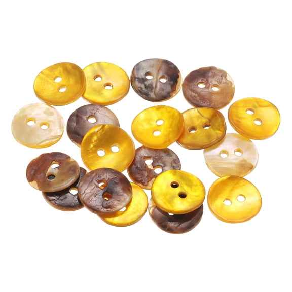 20Pack Shell Buttons, 12.5mm 2 Hole Mother of Pearl Sewing Buttons, Yellow