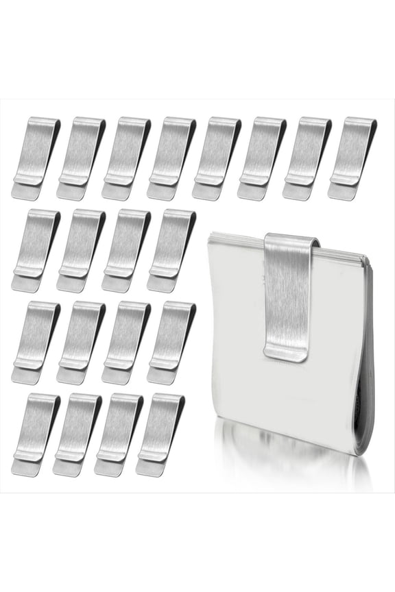 20Pack Stainless Steel Money Clip Silver Slim Cash Clip,Card Holder Metal Clips Minimalist Pocket Wallet